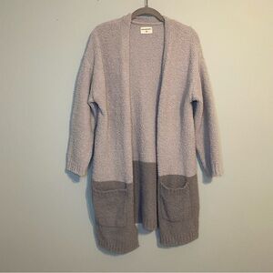 Thread & Supply Cloud Wrap Long Line Colorblock Open Cardigan, Gray, One Size